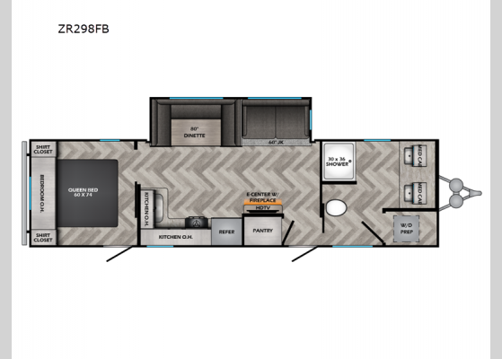 Floorplan - 2024 Zinger ZR298FB Travel Trailer