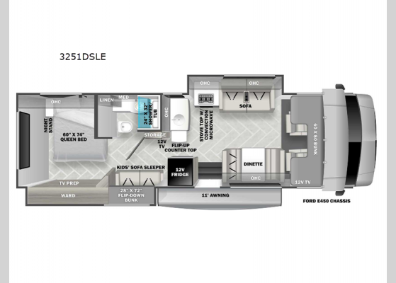 Floorplan - 2024 Forester LE 3251DSLE Ford Motor Home Class C