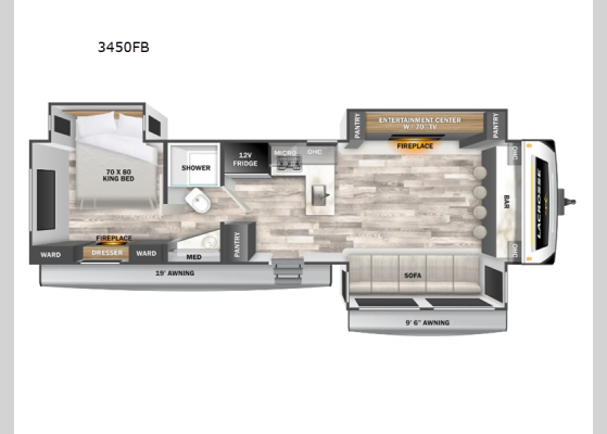 Floorplan - 2025 LaCrosse 3450FB Travel Trailer