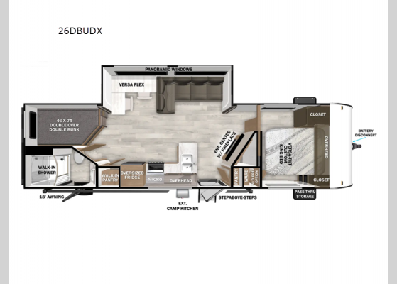 Floorplan - 2025 Salem 26DBUDX Travel Trailer