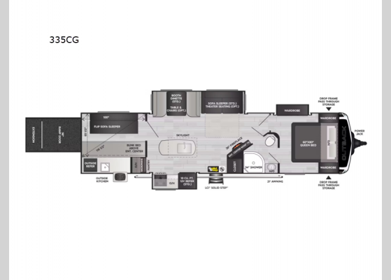 Floorplan - 2025 Outback 335CG Toy Hauler Travel Trailer