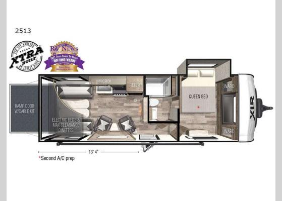 Floorplan - 2023 XLR Hyper Lite 2513 Toy Hauler Travel Trailer