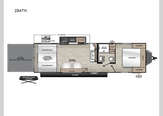 Floorplan - 2024 Aurora 28ATH Toy Hauler Travel Trailer