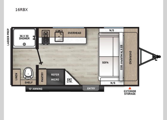 Floorplan - 2024 Aurora 16RBX Travel Trailer