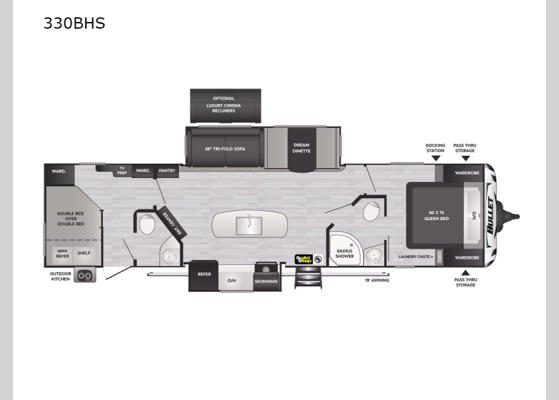 Floorplan - 2024 Bullet 330BHS Travel Trailer