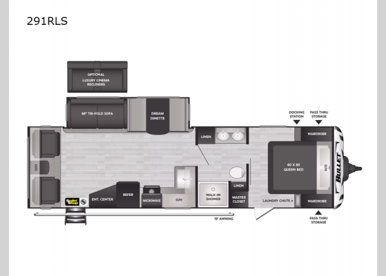 Floorplan - 2024 Bullet 291RLS Travel Trailer