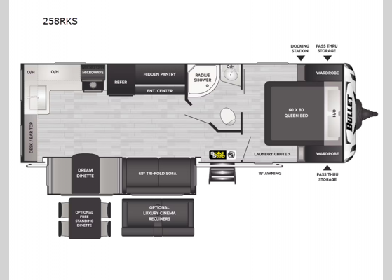 Floorplan - 2024 Bullet 258RKS Travel Trailer