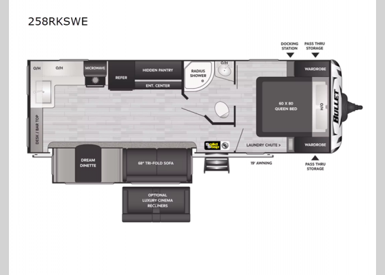 Floorplan - 2024 Bullet 258RKSWE Travel Trailer