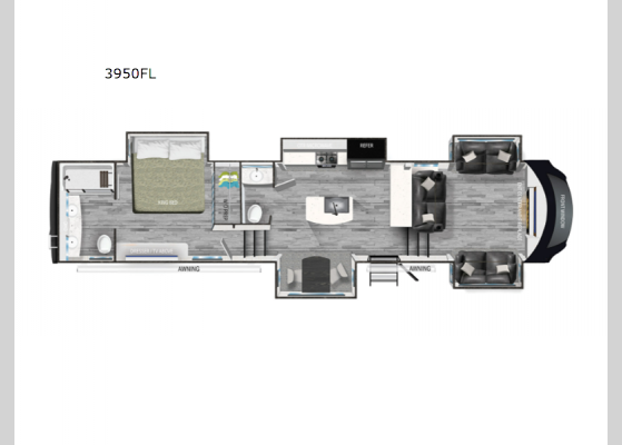 Floorplan - 2023 Bighorn 3950FL Fifth Wheel