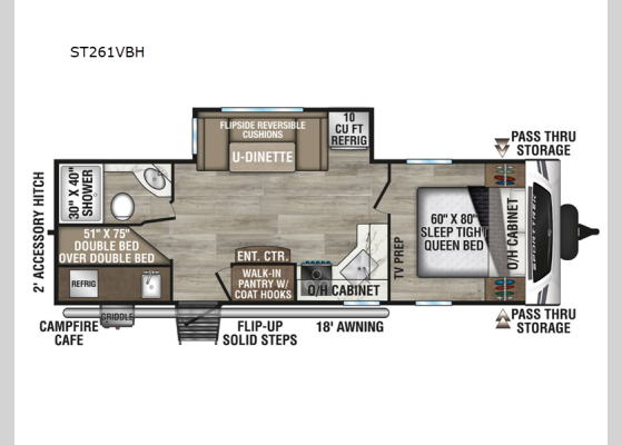 Floorplan - 2025 SportTrek ST261VBH Travel Trailer