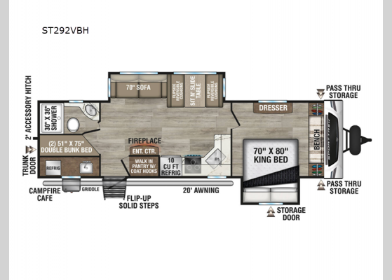 Floorplan - 2025 SportTrek ST292VBH Travel Trailer