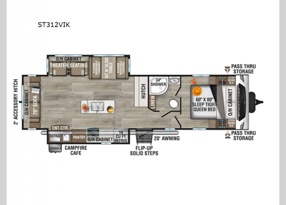 Floorplan - 2025 SportTrek ST312VIK Travel Trailer