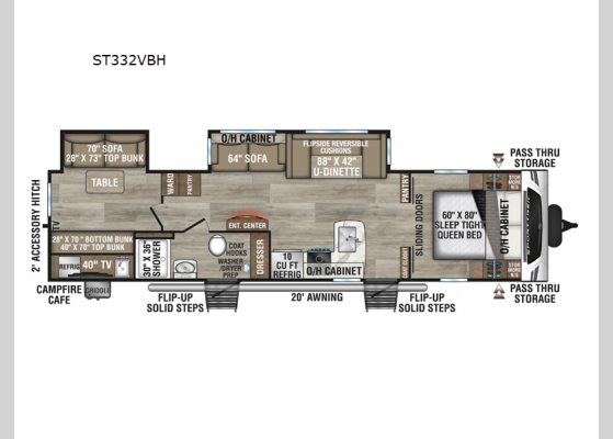 Floorplan - 2025 SportTrek ST332VBH Travel Trailer