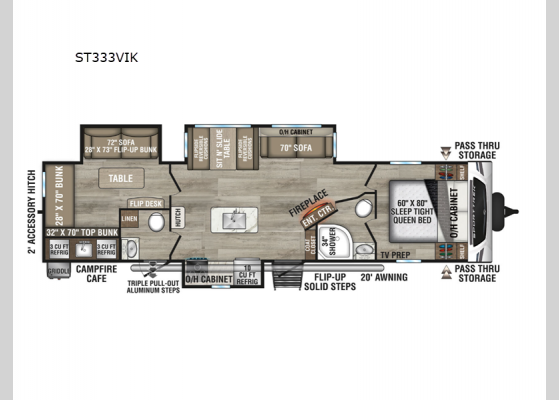 Floorplan - 2025 SportTrek ST333VIK Travel Trailer