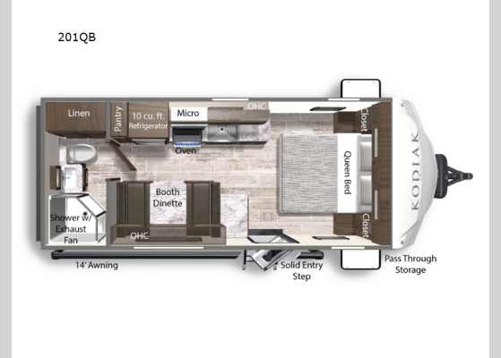 Floorplan - 2025 Kodiak Ultra-Lite 201QB Travel Trailer