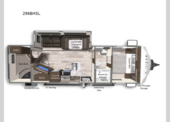 Floorplan - 2025 Kodiak Ultra-Lite 296BHSL Travel Trailer