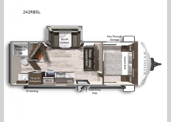 Floorplan - 2025 Kodiak Ultra-Lite 242RBSL Travel Trailer