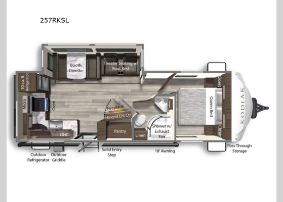 Floorplan - 2025 Kodiak Ultra-Lite 257RKSL Travel Trailer