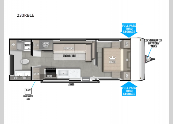 Floorplan - 2025 Wildwood FSX 233RBLE Travel Trailer