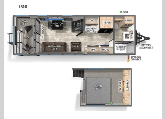 Floorplan - 2025 Cherokee Timberwolf 16ML Destination Trailer