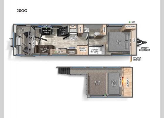 Floorplan - 2025 Cherokee Timberwolf 20OG Destination Trailer