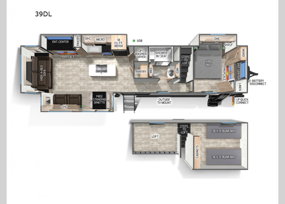 Floorplan - 2025 Cherokee Timberwolf 39DL Destination Trailer