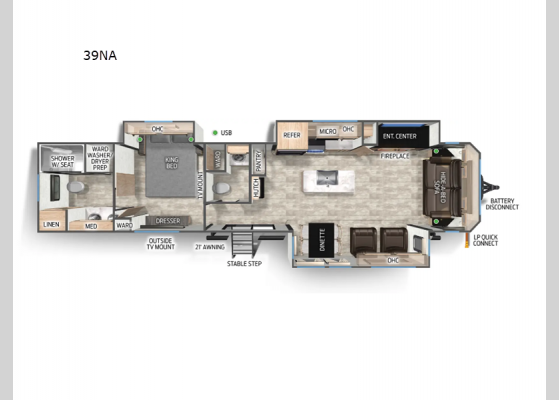 Floorplan - 2025 Cherokee Timberwolf 39NA Destination Trailer