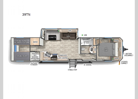 Floorplan - 2025 Cherokee Timberwolf 39TN Destination Trailer