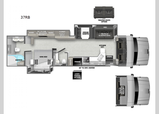 Floorplan - 2024 DynaQuest XL 37RB Motor Home Super C - Diesel