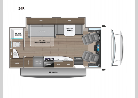 Floorplan - 2025 Melbourne 24R Motor Home Class C - Diesel