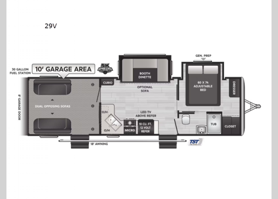 Floorplan - 2025 Fuzion Impact Edition 29V Toy Hauler Travel Trailer