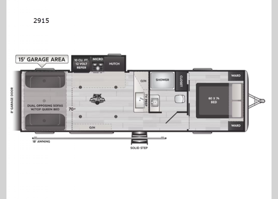 Floorplan - 2025 Fuzion Impact Edition 2915 Toy Hauler Travel Trailer