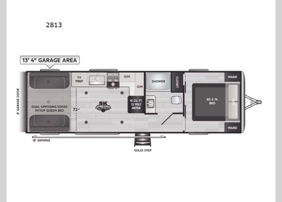 Floorplan - 2025 Fuzion Impact Edition 2813 Toy Hauler Travel Trailer