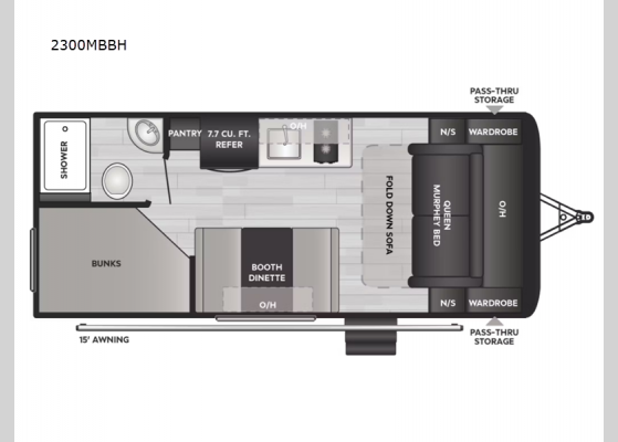 Floorplan - 2025 Springdale Classic Mini 2300MBBH Travel Trailer