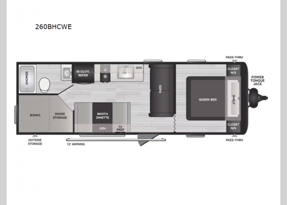 Floorplan - 2025 Springdale Classic 260BHCWE Travel Trailer