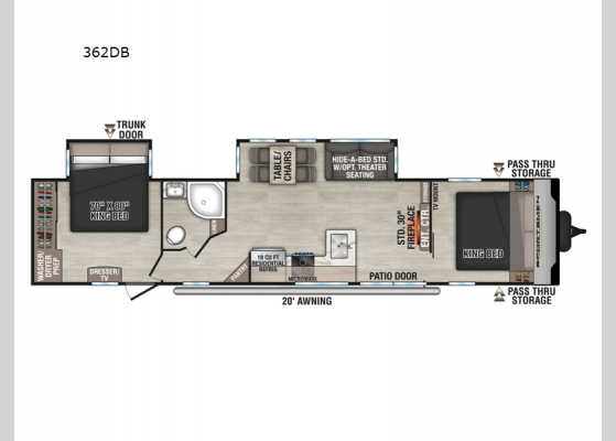 Floorplan - 2025 Sportsmen 362DB Destination Trailer