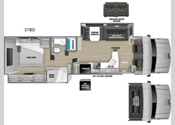 Floorplan - 2026 DX3 37BD Motor Home Super C - Diesel