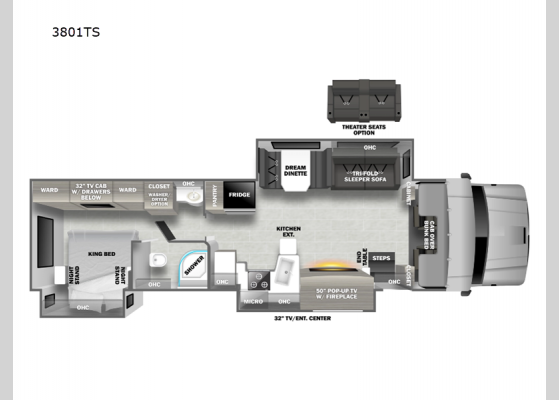 Floorplan - 2024 DynaQuest XL 3801TS Motor Home Super C - Diesel