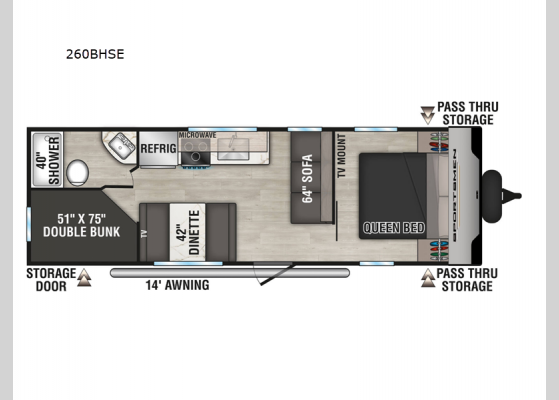 Floorplan - 2025 Sportsmen SE 260BHSE Travel Trailer