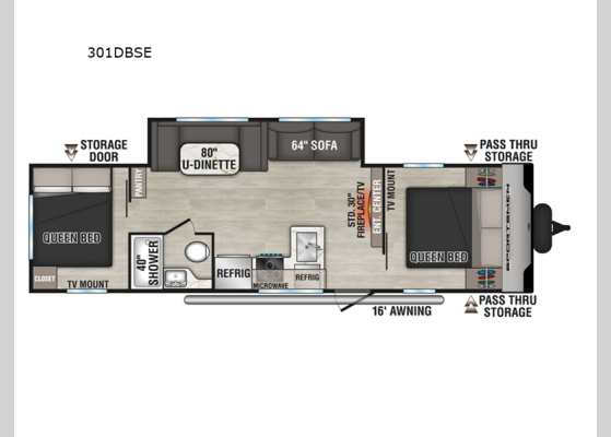 Floorplan - 2025 Sportsmen SE 301DBSE Travel Trailer