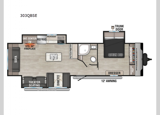 Floorplan - 2025 Sportsmen SE 303QBSE Travel Trailer