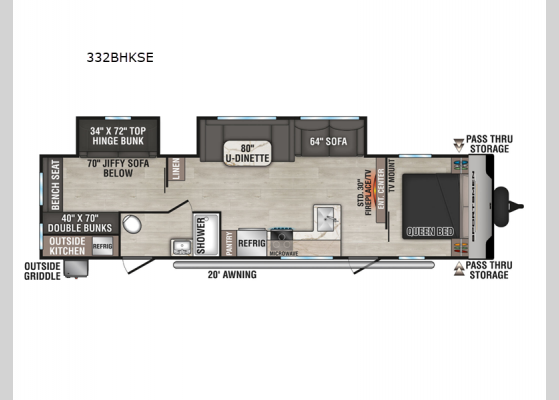 Floorplan - 2025 Sportsmen SE 332BHKSE Travel Trailer