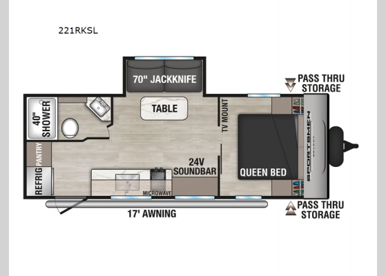 Floorplan - 2025 Sportsmen Select 221RKSL Travel Trailer