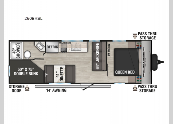 Floorplan - 2025 Sportsmen Select 260BHSL Travel Trailer