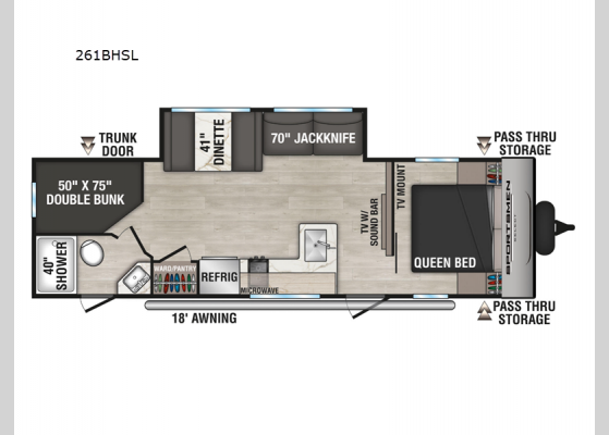 Floorplan - 2025 Sportsmen Select 261BHSL Travel Trailer