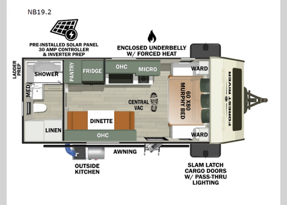 Floorplan - 2025 No Boundaries NB19.2 Travel Trailer