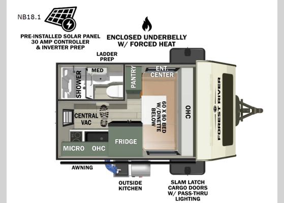 Floorplan - 2025 No Boundaries NB18.1 Travel Trailer