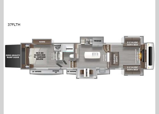 Floorplan - 2023 RiverStone 37FLTH Toy Hauler Fifth Wheel