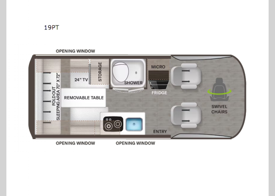 Floorplan - 2024 Tranquility Transit 19PT Motor Home Class B