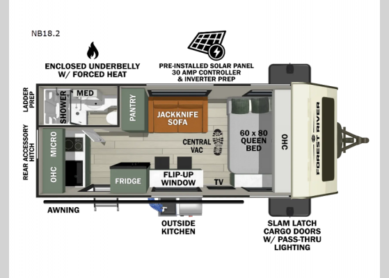 Floorplan - 2025 No Boundaries NB18.2 Travel Trailer